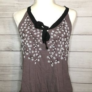 Free People Embroidered Beaded Ribbon Tank Top